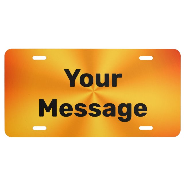 Do It Yourself Orange Gradient Black Text  License Plate (Front)