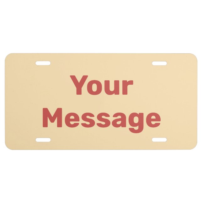 Do It Yourself Peach and Red Text Template License Plate (Front)