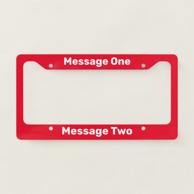Do It Yourself Red and White License Plate Frame (Front)