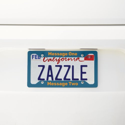Do It Yourself Retro Blue with Orange Text License Plate Frame