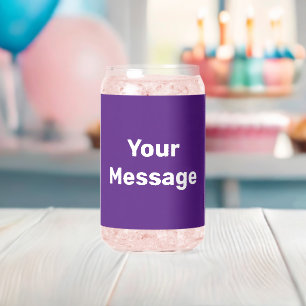 Do It Yourself Royal Purple & White Text Template Can Glass