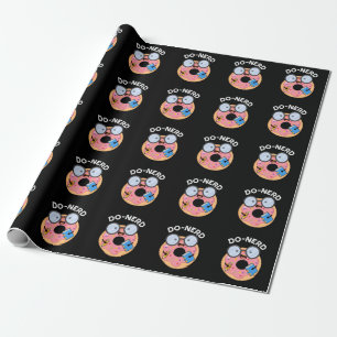 Do-nerd Funny Nerdy Donut Pun Dark BG Wrapping Paper