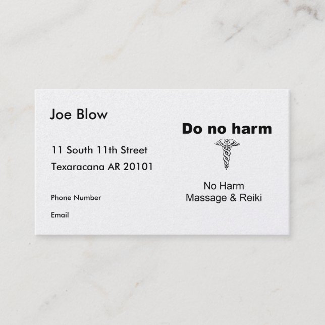 Do No Harm Appointment Card (Front)