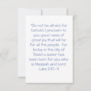 Do Not Be Afraid Luke 2:10-11 Thank You Card
