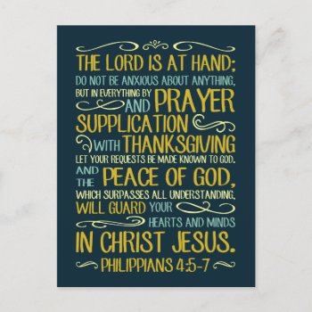 Do Not Be Anxious - Philippians 4:5-7 Postcard by Seeing_Scripture at Zazzle