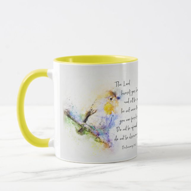 Do not be discouraged, watercolor bird   mug (Left)