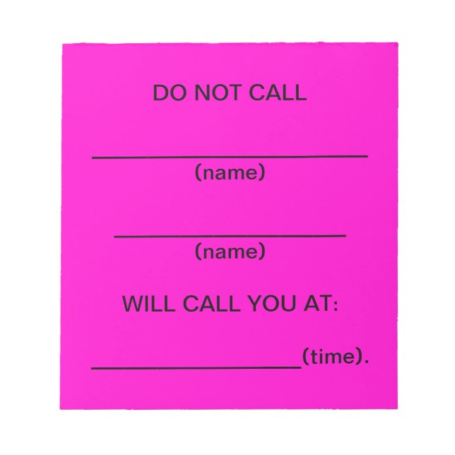Do Not Call Reminder Notes (Pink) (Front)