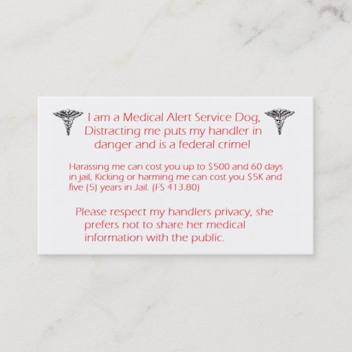 Customizable Do NOT Distract service dog- federal crime! Business Card Templates