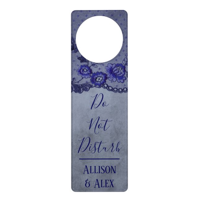 Do Not Disturb Beautiful Blue Faux Lace Door Hanger (Front)