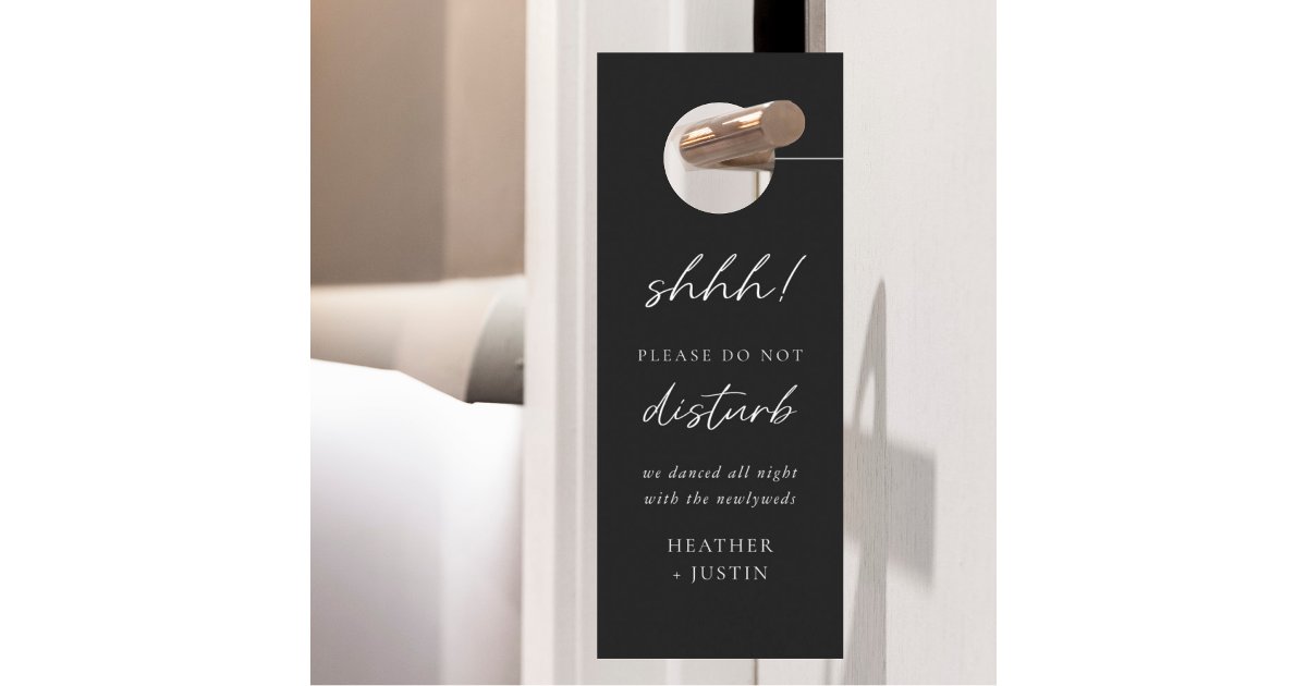 Do Not Disturb Black Wedding Hotel Door Hanger | Zazzle