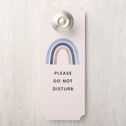 Do Not Disturb Blue and Peach Rainbow Boho Design Door Hanger