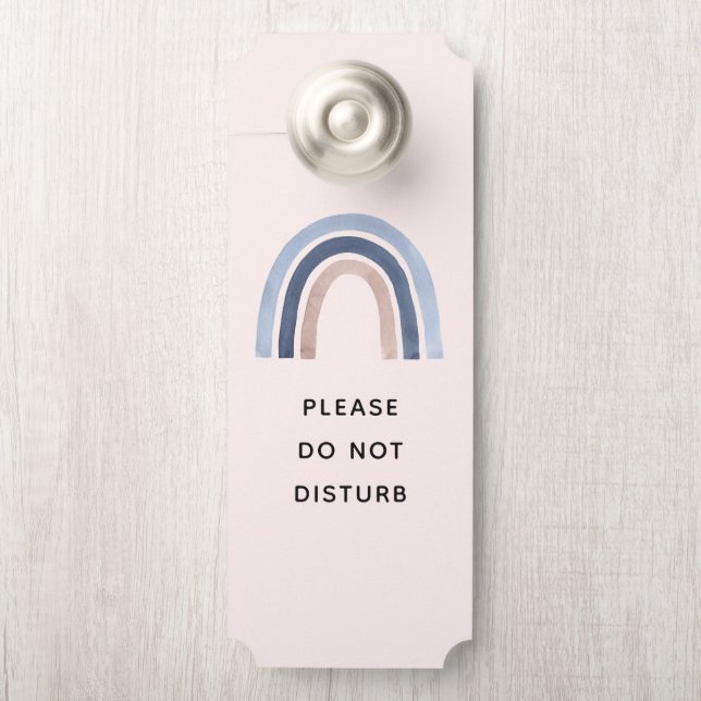 Do Not Disturb Blue and Peach Rainbow Boho Design Door Hanger (On Knob)