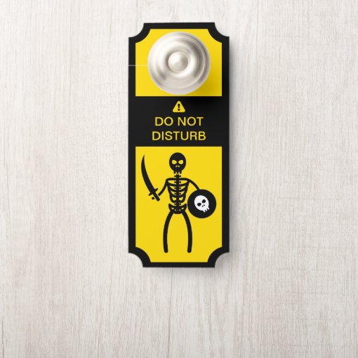 Do Not Disturb Caution Warrior Skeleton Door Hanger | Zazzle