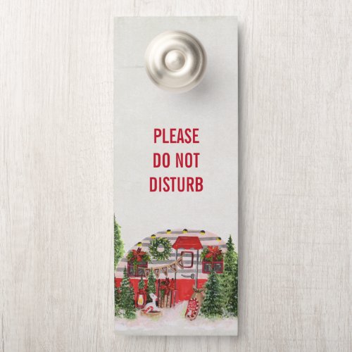 Do not Disturb Christmas Camper Rustic Scene Door Hanger