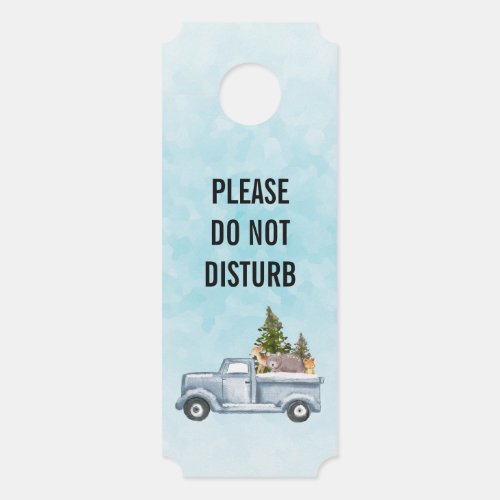 Do Not Disturb Christmas Truck with Cute Animals Door Hanger