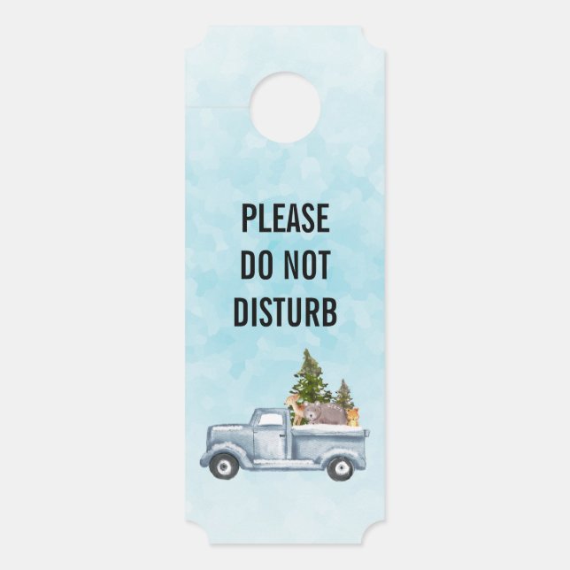 Do Not Disturb Christmas Truck with Cute Animals Door Hanger (Front)