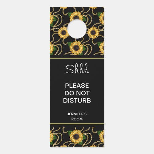 Do Not Disturb Classy Yellow Sunflowers Stylish Door Hanger