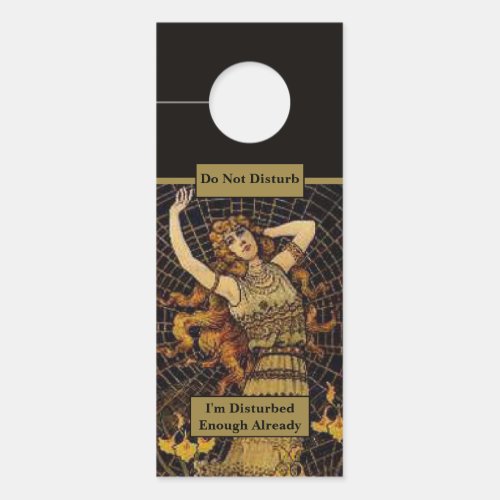 Do Not Disturb  Clean Me Vintage Lady Gold Black  Door Hanger