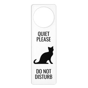 Do not disturb cute black cat silhouette custom door hanger