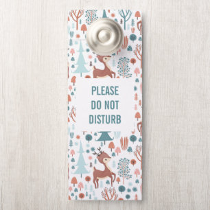 Do Not Disturb Cute Deer in a Forest Pattern Door Hanger