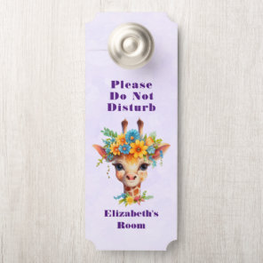 Do Not Disturb Cute Giraffe with Floral Crown Door Hanger