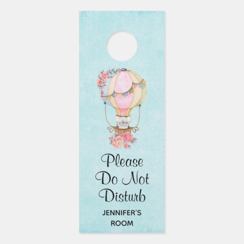 Do Not Disturb Cute Hot Air Balloon Watercolor  Door Hanger