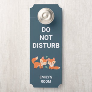 Do Not Disturb Cute Orange Foxes Door Hanger