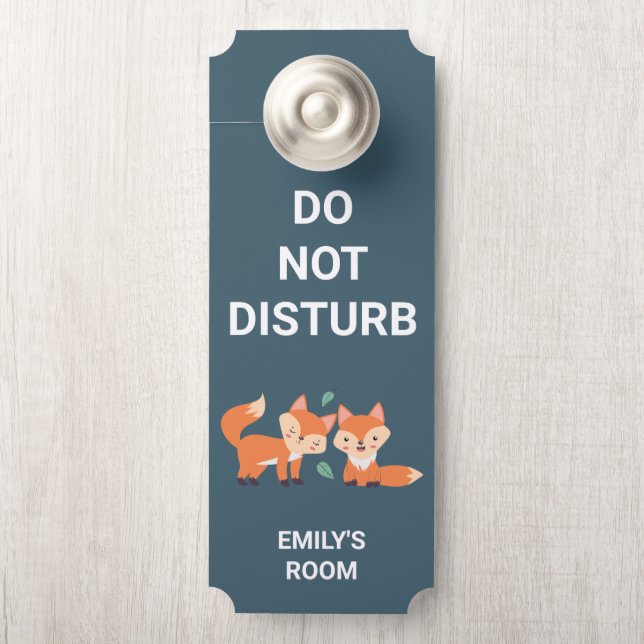 Do Not Disturb Cute Orange Foxes Door Hanger (On Knob)