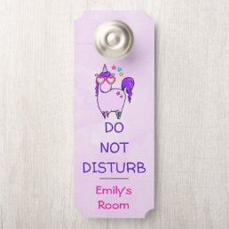 Do Not Disturb Cute Unicorn in Heart Glasses Door Hanger