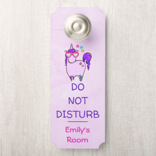 Do Not Disturb Cute Unicorn in Heart Glasses Door Hanger