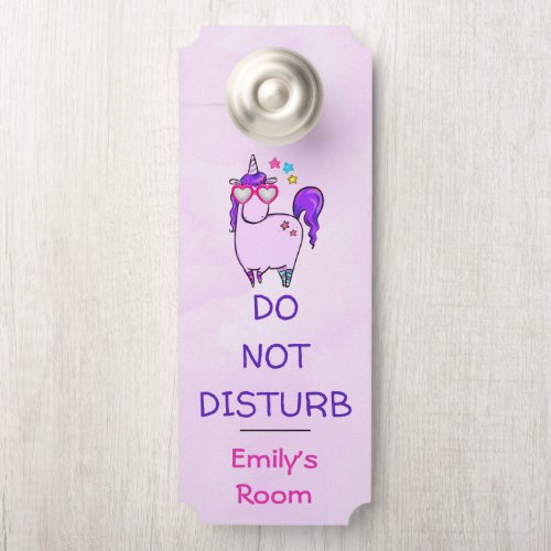 Do Not Disturb Cute Unicorn in Heart Glasses Door Hanger