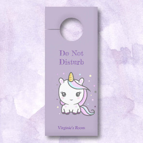 Do Not Disturb Cute Unicorn Purple  Door Hanger