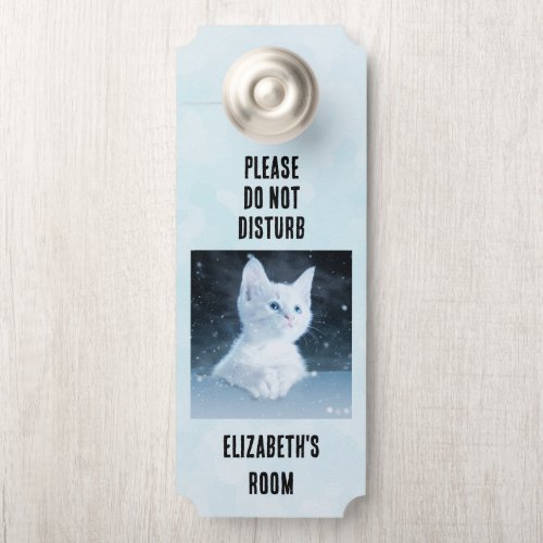 Do Not Disturb Cute White Kitten with Blue Eyes Door Hanger