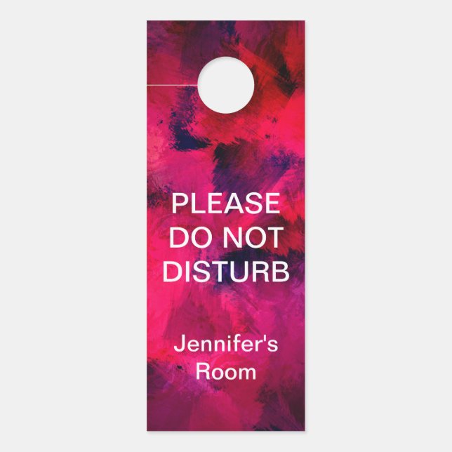 Do Not Disturb Dark Red and Purple Abstract Door Hanger (Front)
