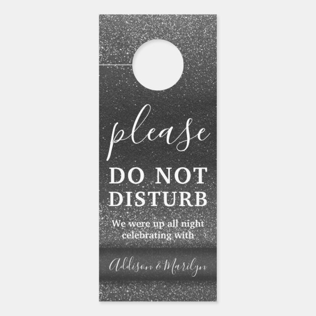 Do Not Disturb Elegant Glitter Cute Wedding Hotel Door Hanger (Front)