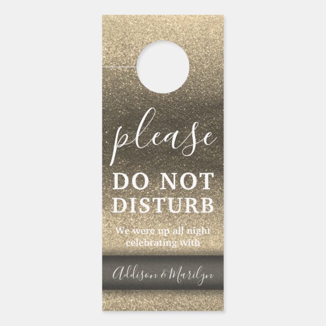 Do Not Disturb Elegant Glitter Cute Wedding Hotel Door Hanger (Front)