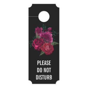 Do Not Disturb Elegant Magenta Rose Floral Bouquet Door Hanger