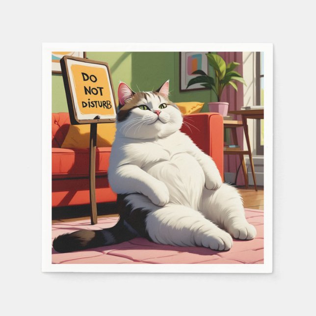 Do not Disturb Fat Cat Funny  Napkins (Front)