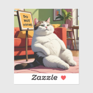 Do not Disturb Fat Cat Funny Sticker
