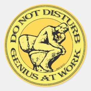 Do Not Disturb, Genius At Work (Colour stamp) Classic Round Sticker