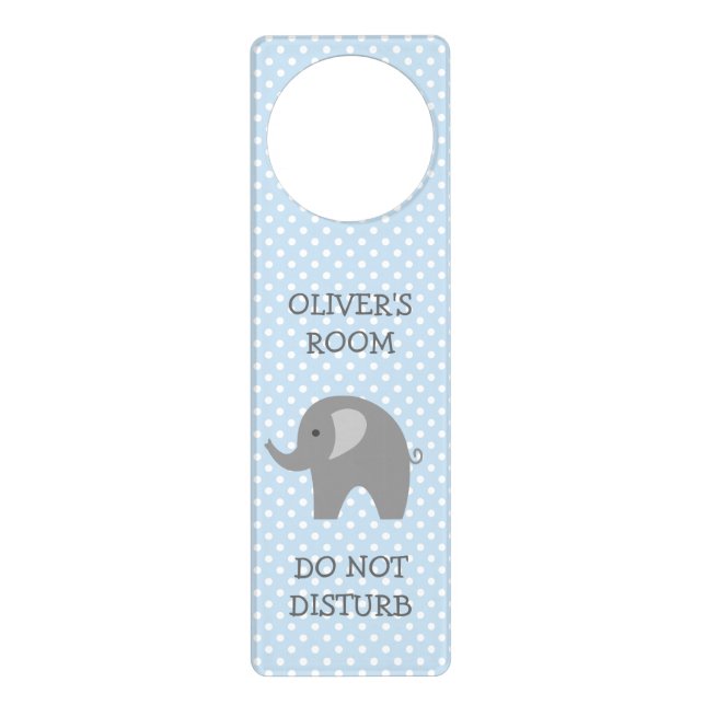 Do not disturb grey elephant nursery door hanger (Front)