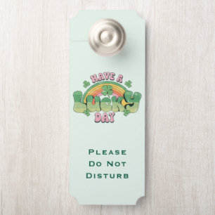 Do Not Disturb Have a Lucky Day Retro Typography Door Hanger