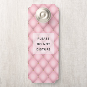 Do Not Disturb Luxury Pink Tufted Diamond Pattern Door Hanger