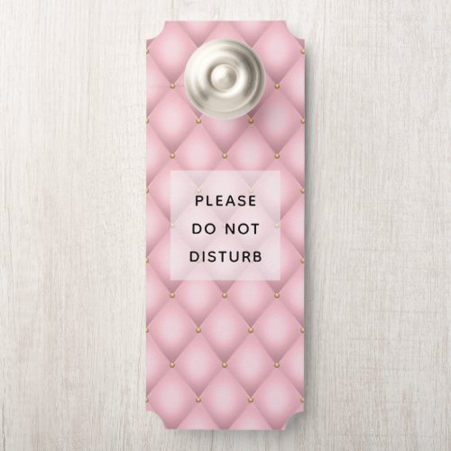 Do Not Disturb Luxury Pink Tufted Diamond Pattern Door Hanger