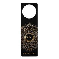 Do Not Disturb Meditation Boho Black Gold Mandala Door Hanger Do Not Disturb Meditation Boho Black Gold Mandala Door Hanger