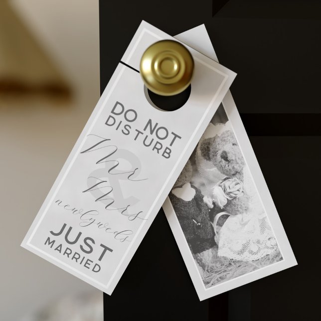 Do Not Disturb Mr & Mrs Newlywed Photo Door Hanger (Do not disturb the Newlyweds! Just upload your photo and add your details. )