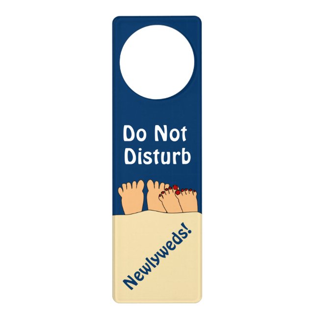 Do Not Disturb Newlyweds Cartoon Feet Door Sign (Front)