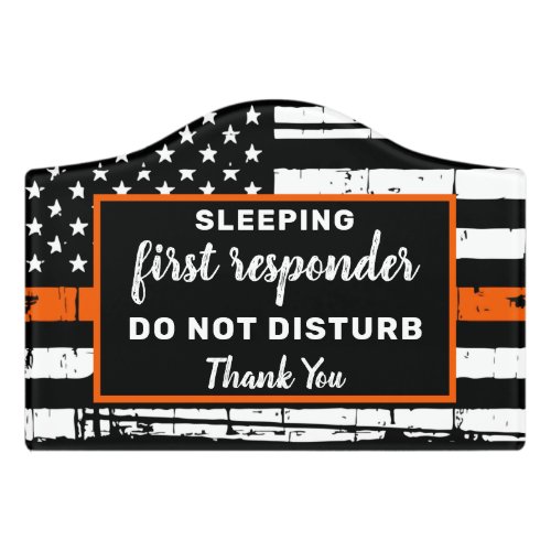 Do Not Disturb Orange Line Night Worker Sleeping Door Sign