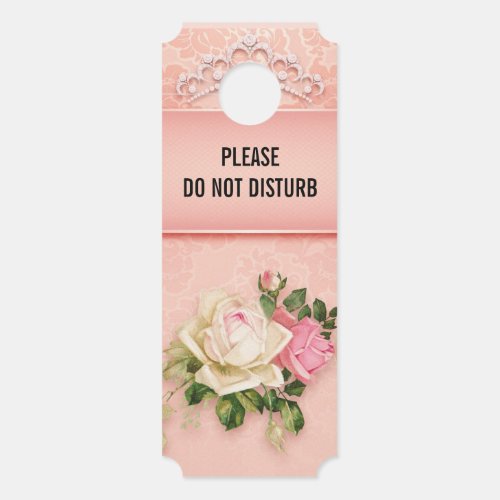 Do Not Disturb Pink Roses  Diamond Tiara Princess Door Hanger