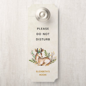 Do Not Disturb Pretty Watercolor Deer Laying Down Door Hanger